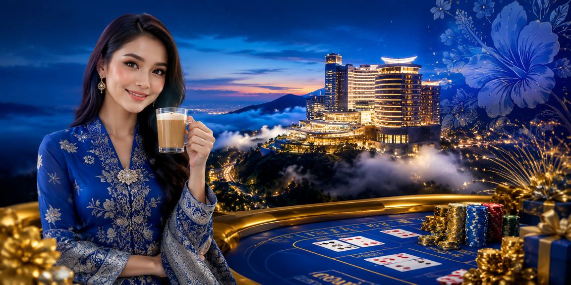 Permainan rummy bergaya Malaysia dengan pakaian kebaya tradisional dalam suasana santai yang elegan